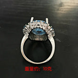 Aqua Oval CZ Petal Halo Ring