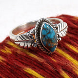 Turquoise-Look Marquise Leaf Shoulder Ring