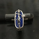 Bathing Lady Blue Resin Openwork Ring