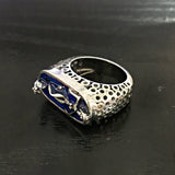 Bathing Lady Blue Resin Openwork Ring