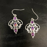 Purple CZ Filigree Chandelier Earrings