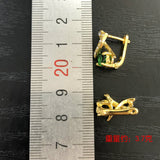 Green Round CZ Crossover Lever-Back Earrings