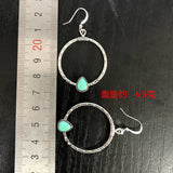 Turquoise-Look Hammered Large Hoop Earrings