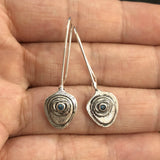 Blue CZ Layered Leaf Threader Earrings