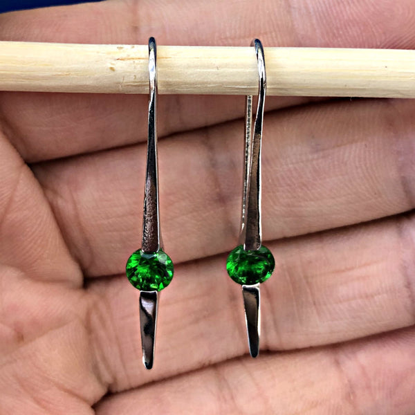 Emerald-Green CZ Spike Hook Earrings