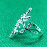 Silver Pave CZ Leaf Vine Open Ring