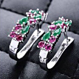 Aqua-Blue CZ Cluster Hoop Earrings