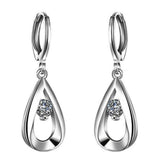 Open Teardrop Clear CZ Drop Earrings