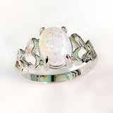Opal-Look Oval Double Heart Ring