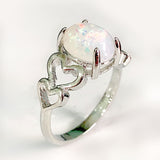Opal-Look Oval Double Heart Ring