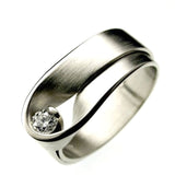 Brushed Wrap Band Bezel CZ Ring