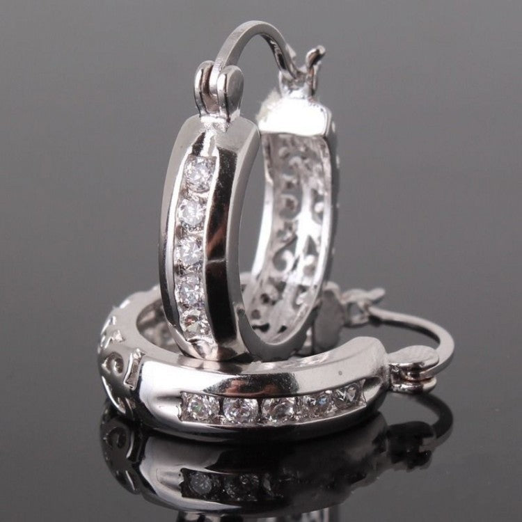 Channel-Set CZ Cutout Hoop Earrings