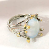 Moonstone-Look Oval Wire Branch Ring