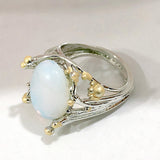 Moonstone-Look Oval Wire Branch Ring