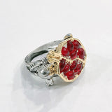 Ruby-Red CZ Pomegranate Two-Tone Ring