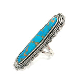 Turquoise-Look Elongated Oval Lace Ring