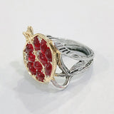 Ruby-Red CZ Pomegranate Two-Tone Ring
