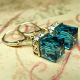 Green Cube Crystal Rondelle Drop Earrings