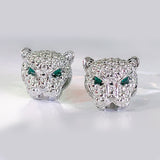 Leopard Head CZ Pave Stud Earrings
