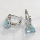 Aqua Trillion CZ Pave Hoop Earrings