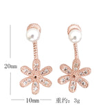 Pearl-Look CZ Daisy Flower Drop Earrings