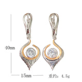 Round CZ Two-Tone Flame Drop Earrings