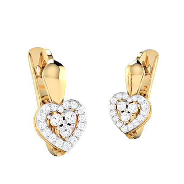 Pavé CZ Heart Gold-Tone Huggie Earrings