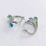 Multicolor CZ Peacock Fan Hoop Earrings