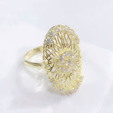Gold-Tone Wire Burst Oval CZ Ring