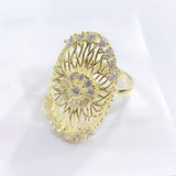 Gold-Tone Wire Burst Oval CZ Ring
