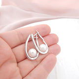 Pearl-Look Pavé J-Hook Earrings