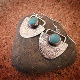 Turquoise-Look Textured Shield Drop Earrings