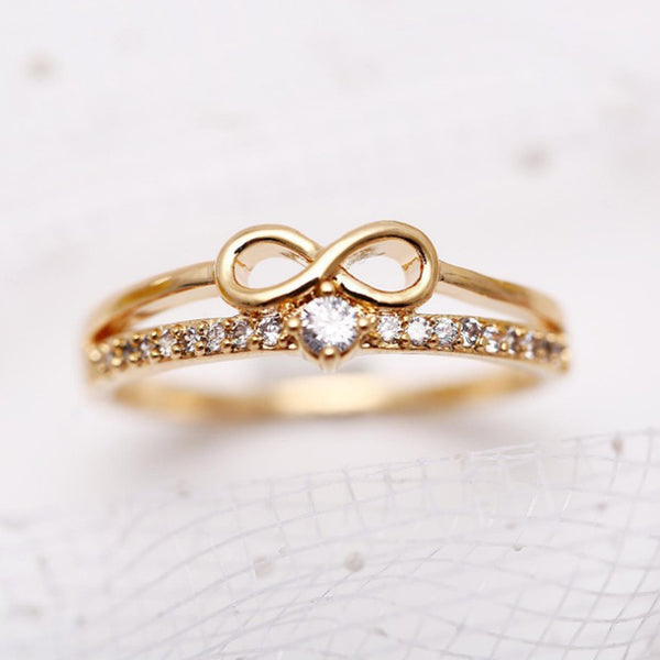 Gold Infinity Pave CZ Double Band Ring