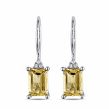 Yellow Emerald-Cut CZ Drop Earrings