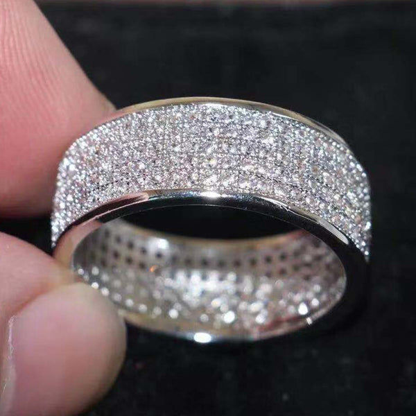 Five-Row Pave CZ Wide Band Ring