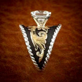 Princess-Cut CZ Gold Scroll Western Ring