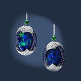 Blue Opal-Look Pavé Egg Drop Earrings