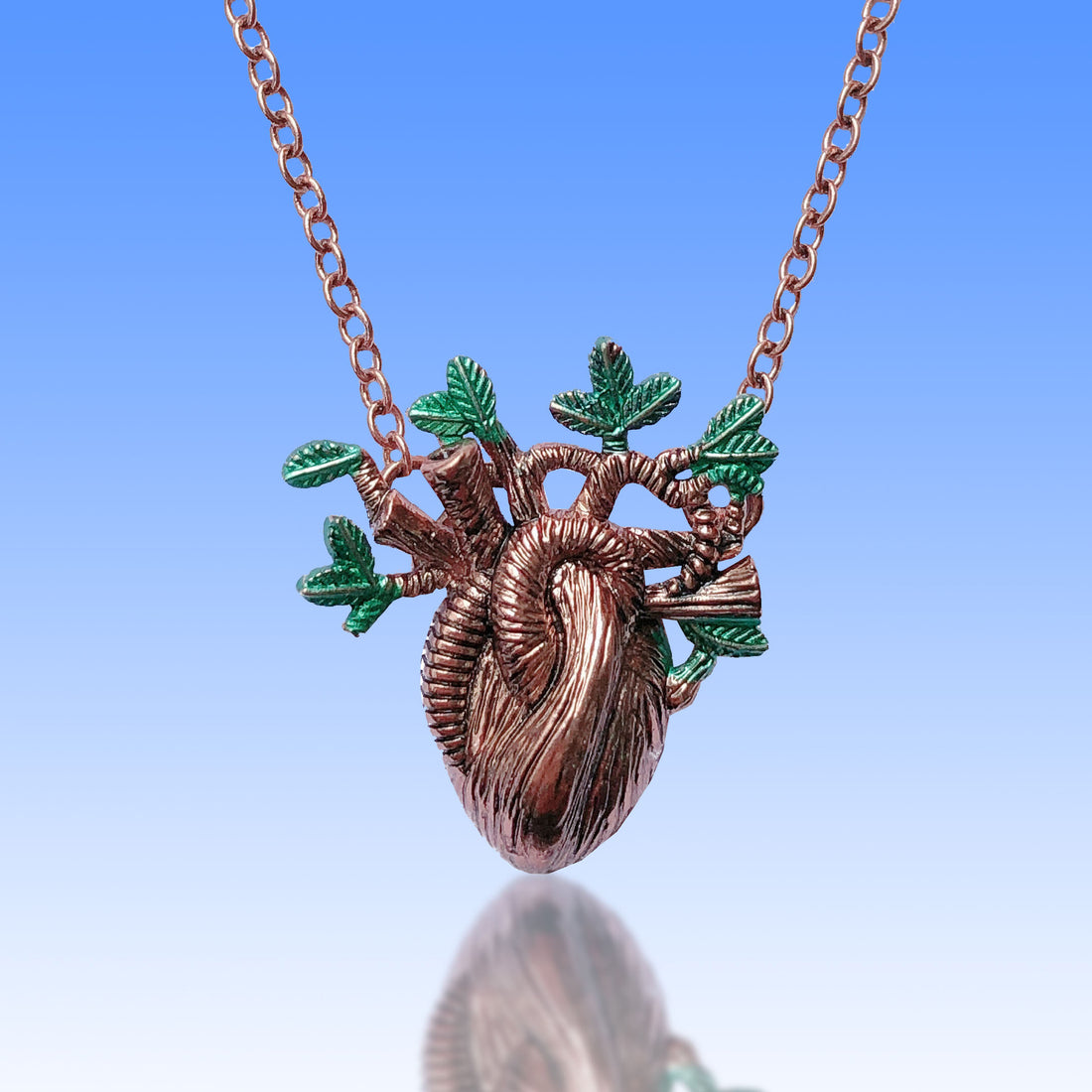 Anatomical Heart Tree Branch Pendant Necklace