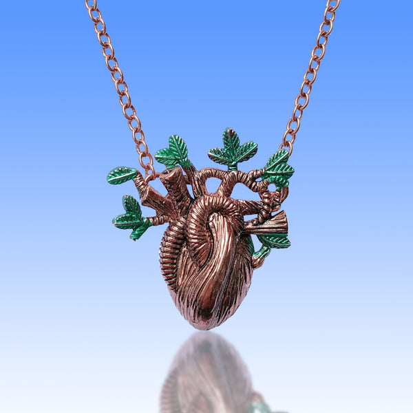 Anatomical Heart Tree Branch Pendant Necklace