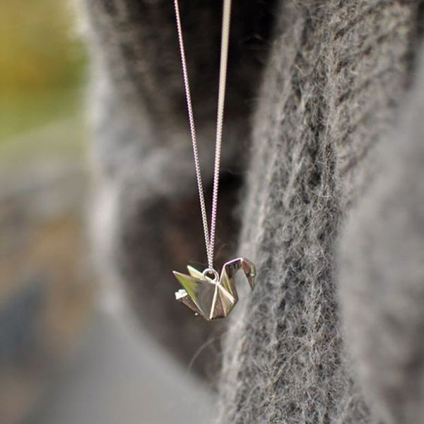 Origami Swan Charm Dainty Necklace
