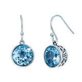 Sky-Blue Round CZ Filigree Cup Earrings