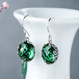 Emerald-Green Faceted Ball Filigree Drop Earrings
