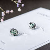 Emerald-Green Faceted Ball Filigree Drop Earrings