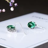 Emerald-Green Faceted Ball Filigree Drop Earrings