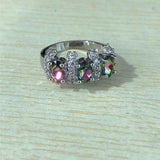 Rainbow Mystic Oval CZ Bar Accent Band Ring