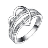 Pavé Heart Crossover Band Ring