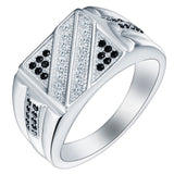 Black-Accent Pavé CZ Diagonal Men's Ring