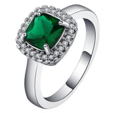 Emerald-Green Cushion CZ Halo Stud Jewelry Set