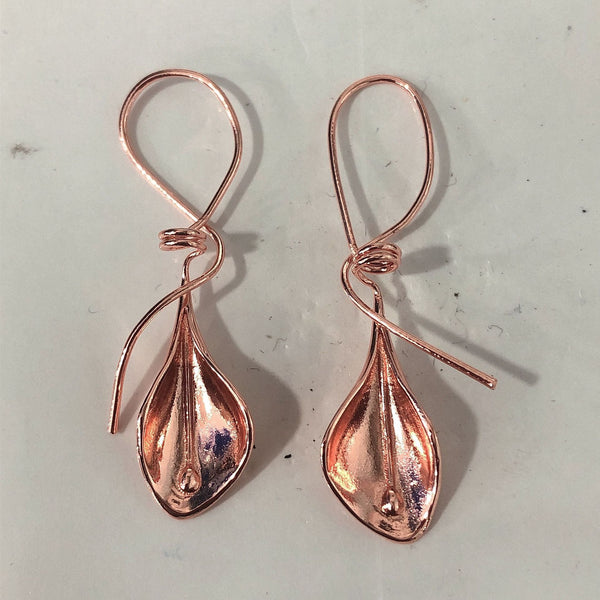 Rose Gold Calla Lily Drop Earrings