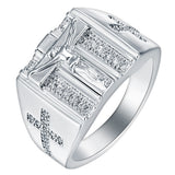 Pave CZ Crucifix Cross Signet Ring